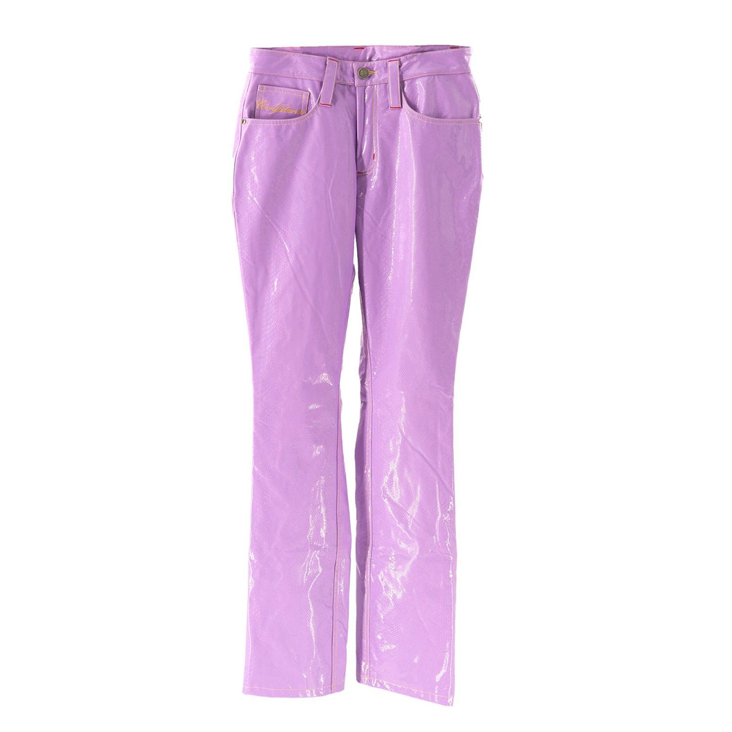 Solid Boss Leather Pants (Lavender Croc)